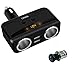 LIHAN 2 Socket Cigarette Lighter Adapter, Car Charger Plug Splitter with Dual USB Ports, 12V/24V Meter Monitor, Compatible with iPhone, LG, HTC, Samsung etc