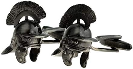 Ashton and Finch Roman Helmet with Plume Antique Finish Cufflinks with Gift Box