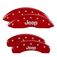 MGP Caliper Covers 42020SJEPRD Set of 4 Caliper Covers Engraved Front and Rear: Jeep Red Powder Coat Finish Silver Characters. Disc Brake Caliper Cover Jeep Caliper Covers 42020SJEPRD: Red Jeep/Jeep