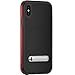 iPhone X Case Herringbone with Flexible Inner Protection and Reinforced Hard Bumper Frame +Magnetic Kickstand for Apple iPhone X (Black and red)