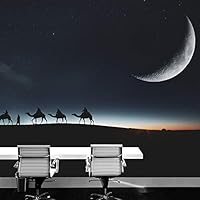 Wall Mural Stars and Moon in Night Sky Removable Self-Adhesive Wallpaper Wall Decoration for Bedroom Living Room - 66x96 inches