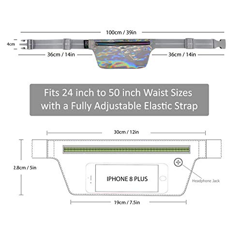 image for fitter's niche Holographic Ultra Slim Fanny Pack, Hologram Metallic Ne