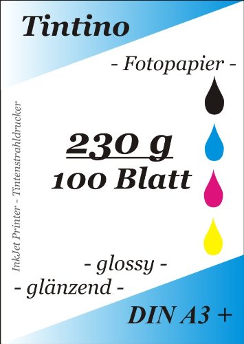 A 3 Longueur 100 Leaves of Paper Shiny Photo DIN 230 g/m² – 480 x 330 mm-à Secure Immédio/Waterproof-Bright White Waterproof for Immédiat Primers à Jet D'Cre