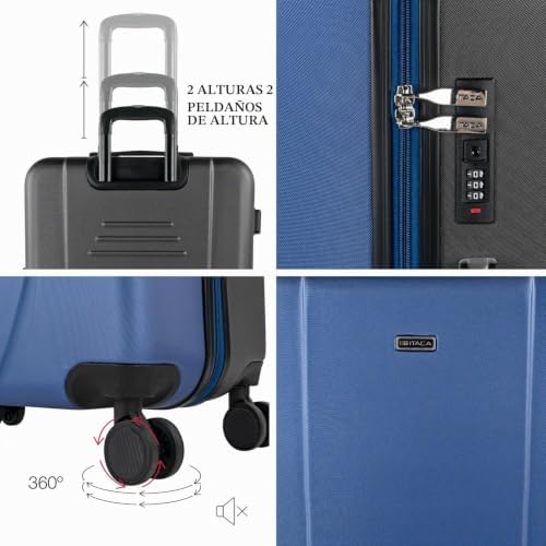 - Maletas Grandes De Viaje Rígidas Ligeras con 4 Doble Rueda 360° Maleta Grande 23 Kilos Alta Resistencia Maleta XL Duradera, Azul Marino-Antracita