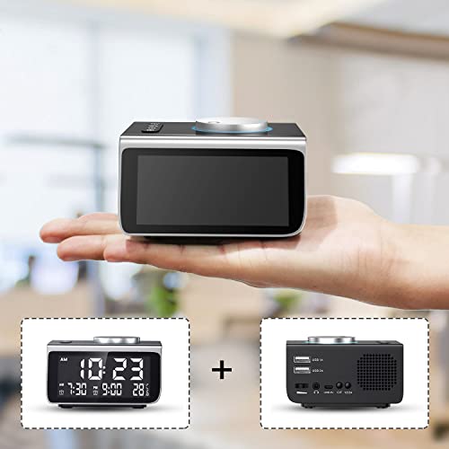 Dekala Alarm Clock Radio Small Digital Clock FM Radios with 2 USB