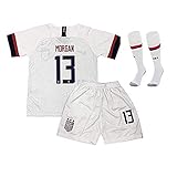 MALLKUB 2019/2020 Alex Morgan #13 USA National Team Home Kids Youth T-Shirt & Shorts & Socks White/Black