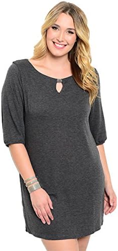VINA VINO Women's Plus Size 3/4 Sleeve Casual Sheath Tunic Dress