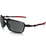 Oakley Men's Badman OO6020-07 Polarized Iridium Rectangular Sunglasses, Dark Carbon/Red Frame/Black Iridium Polarized Lens