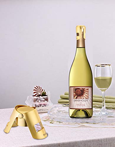 OWO Champagne Stopper, Stainless Steel Bottle Plug Sealer for Sparkling Wine, Superior Leak-Proof Bubble Retaining Saver, No Sharp Edge, No Spill, Fizz Saver, Passed Press Test (Gold & Rose Gold) - Thumbnail 5