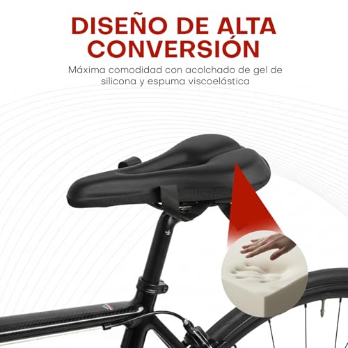 Samos® Sillin Cubre Bicicleta Gel, Asiento Cojin, Funda Sillín Acolchado y Comodo, Estatica Gel para Bicicleta MTB y Spinning, Accesorios para Bici, Confortable para Bici Estática