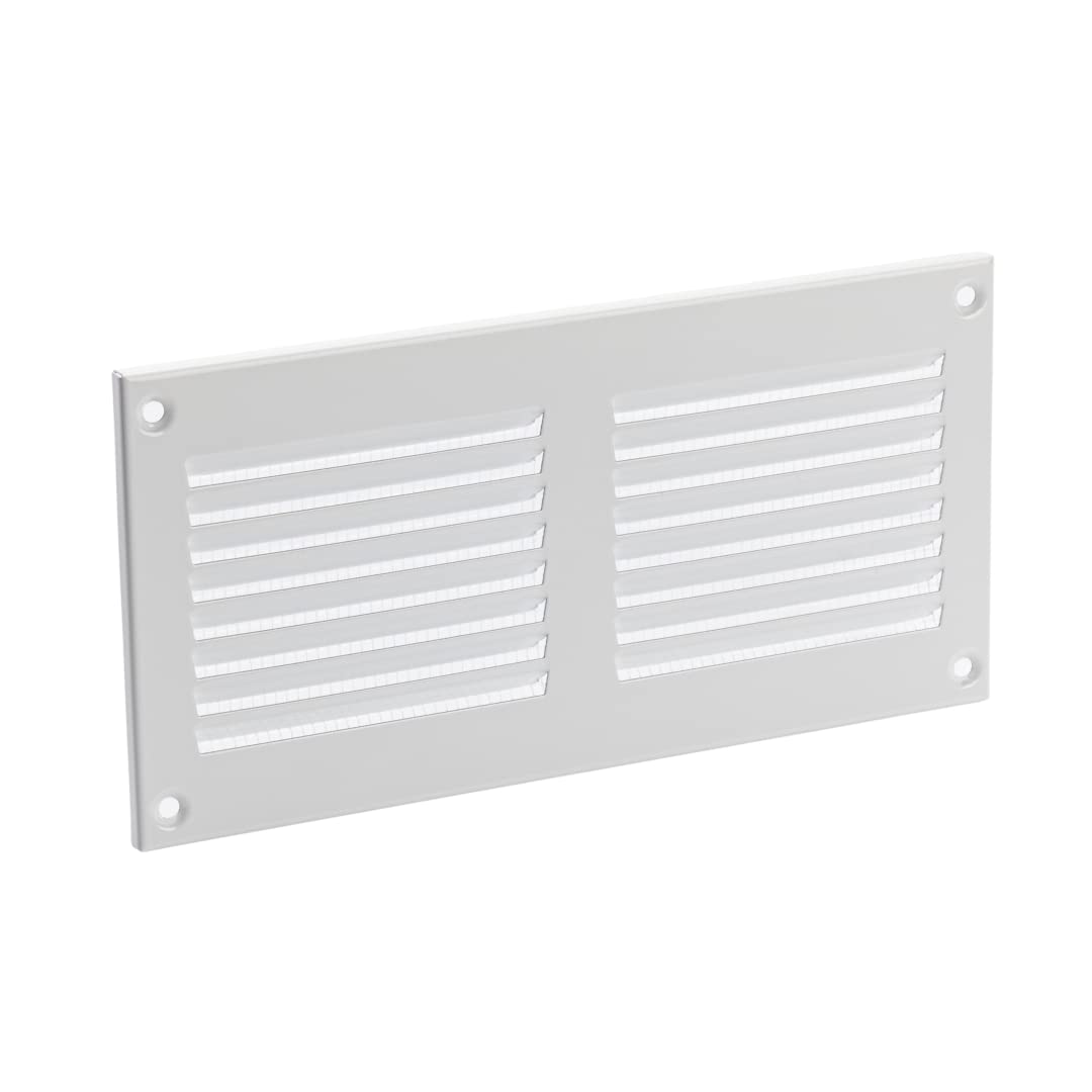 200x100mm / 8x4" inch White Metal Air Vent Grille Cover with Insect Mesh - Ventilation Cover โ image 1