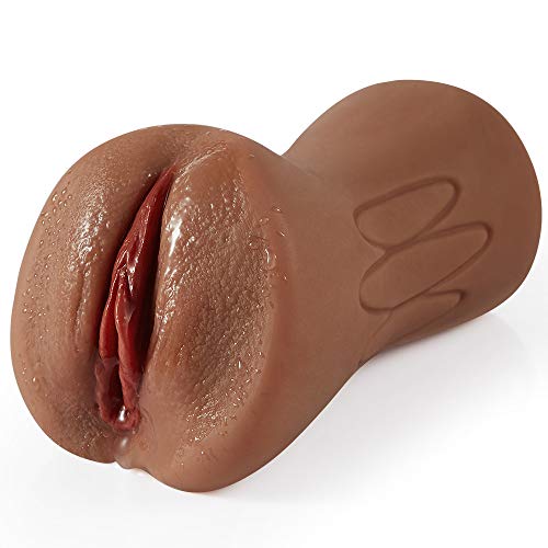 Taschenmuschi für Männer Tragbare Pocket Pussy Realistische Masturbatoren echter Vulva und Klitoris Erotik Sexspielzeug für Männer Bronze Teint