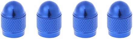 BetterM 4 Pcs Dust-proof Aluminum Alloy Bike Wheel Air Valve Caps Type Tire Cover (Blue)