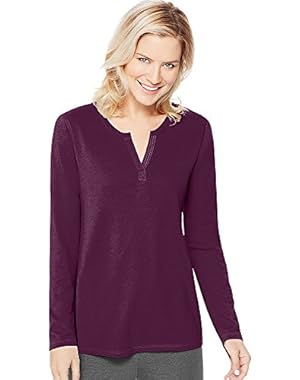 Women's Lightweight Split Neck Tunic, Plum Port, L