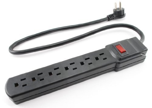 6 Outlet Surge Strip , Horizontal , 90 Joules, 24in (2 ft.) Cable