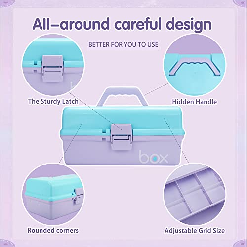 Creahaus 30.5 cm 3 Shelf Multi-Purpose Storage Box, Sorting Box, Organiser Box, Craft Box, Sewing Box, Medicine Case, Toolbox, Fishing Case with 2 Shelves (Blue Purple)
