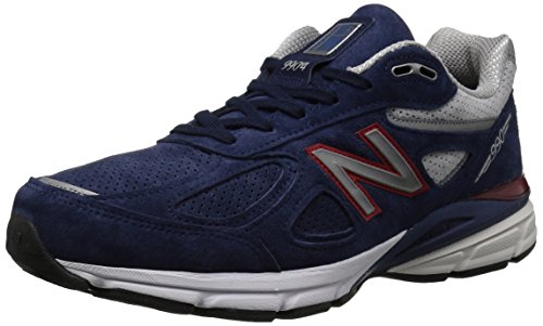 New Balance Men's 990v4 Running Shoe, Blue/Pigment Red, 14 D US