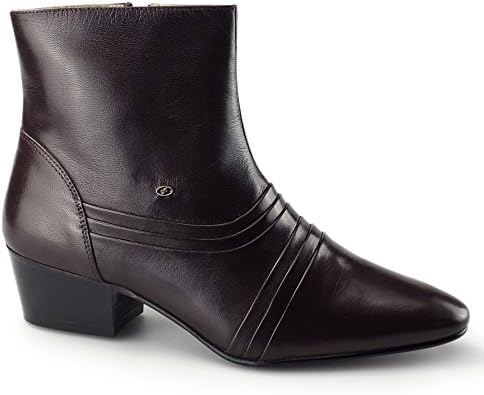 Shuperb ANTONIO Mens Side Zip Cuban Heel Leather Boots Brown UK 7