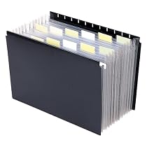 Smead Poly Hanging Expanding File, 12 Dividers, Letter Size, Black (65125)