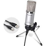 USB Microphone, Unidirectional Condenser Mic for Computer (Mac/Windows), well suited for home studio recordings, Skype, Stream, Voice over, vocal, dictation, podcasting with desk tripod stand