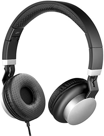 iBzera Over Ear Headphones with Microphone, Hi-Fi Stereo Foldable Headset with Volume Control, Lightweight Adjustable Wired Headphone for iPhone iPod Laptop Computer Mp3/4