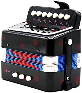 Richyi Music Collection Kids button Accordion 7 Keys 2 Bass for Educational Musical Instrument Toy ( Black , Beginners Accordion )