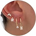 CASDAN Cartilage Stud Earrings Set for Women Dainty Gold Earrings 14k Gold Earring Hypoallergenic Earring Set for Multiple Piercing Small Hoop Earrings Gift for Her(Single Earrings Not A Pair)