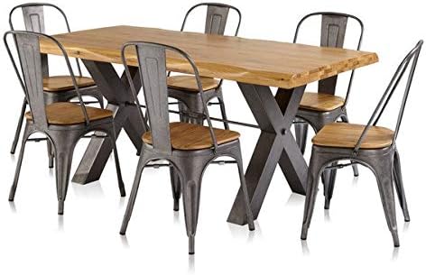 Oak Furniture Land Brooklyn Dining Table With 6 Brooklyn Chairs Amazon Co Uk Kitchen Home
