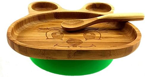 Bamboo Feeding Utensils Set Baby Toddler Suction Plate with Spoon
