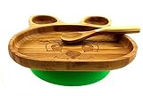 Bamboo Feeding Utensils Set Baby Toddler Suction Plate with Spoon