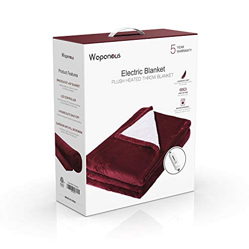 WAPANEUS Heated Blanket Electric Throw with 3 Heating Levels and Auto