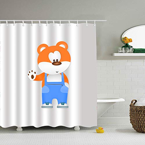Fgnz Bear Overalls Waving Shower Curtain Spa Decor Bathroom