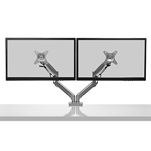 Kanto DMG2000 Dual-Monitor Desktop Mount for 17-inch to 27-inch Displays – Silver