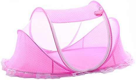 Baby mosquito cover free to install portable yurts foldable stent with cushions Carry Bag,Insect Protection Repellent, 100% Satisfaction Guarantee (Pink)