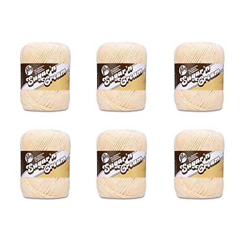 Lily Sugar'N Cream Super Size Cream Yarn - 6 Pack of 113g/4oz - Cotton - 4 Medium (Worsted) - 200 Yards - Knitting/Crochet