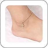 Vacaonio Minimalist Gold Anklet Bracelets Tiny Cross Shape Anklet Chain Thin Cable Chain Anklet Cross Faith Anklet Foot Chain Gold Cross Anklet Bracelets Chain Jewelry for Women