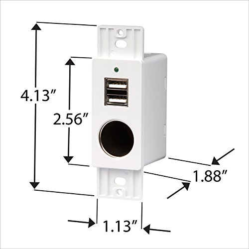 Magnadyne White Wall Mount 2 USB Charging Ports and 12V Power Outlet