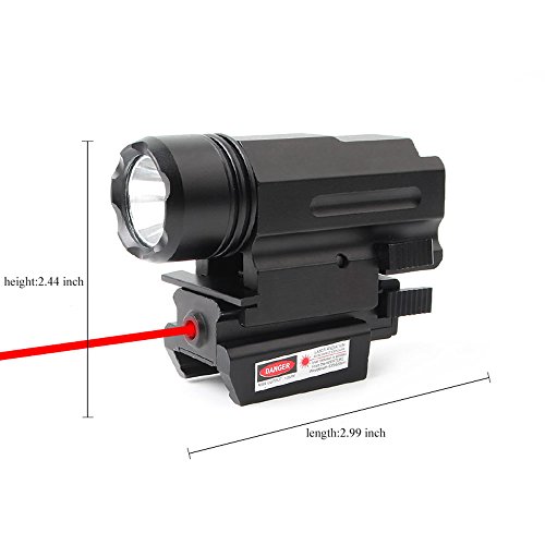 Higoo Tactical Red Laser Dot Sight Scope + Powerful 500 Lumen LED Flashlight with 20mm Picatinny Rail Mount Combo for Rifle Shotgun