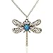 JEWELRIESHOP Vintage Retro Colorful Crystal Owl Pendant Long Chain Necklace with Antiqued Bronze Finish