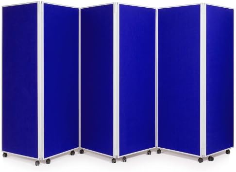 6 Panel Mobile Concertina Folding Office Display Screen/Room Divider x1800mm High - Royal Blue