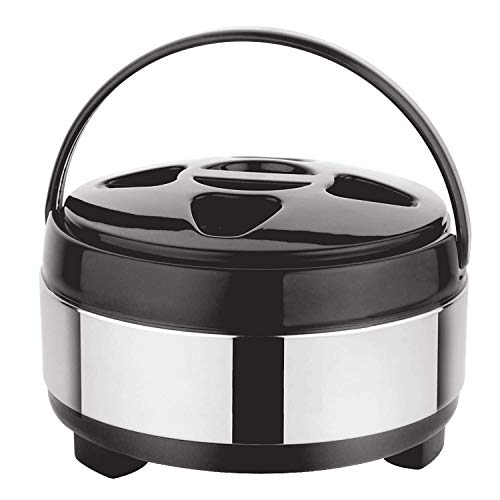 Stainless Steel Casserole Double Wall Insulated Hot Pot for Hot Meal/Chapati/Curry/Roti, 3.5 Litre Black,Classic