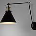 Lemonbest Industrial Swing Arm Wall Sconce Shade Adjustable Handle Rustic Loft Light Sconce Wall Lamp Fixtures E27 Black Metal
