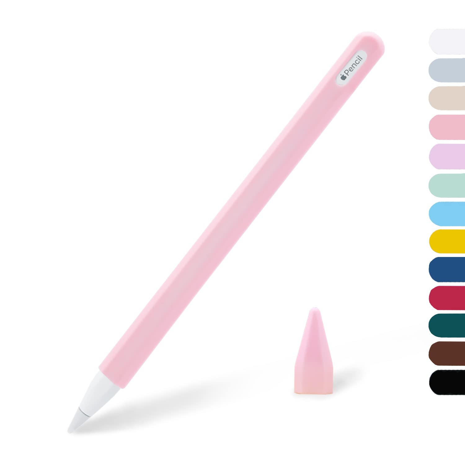 KELIFANG Silicone Case for Apple Pencil Pro 2024 & Apple Pencil 2nd Generation, Cute Pink Protective Skin Sleeve Cover Holder Grip and Tip Cap Accessories Compatible with iPad Pro 11 12.9 13 Inch