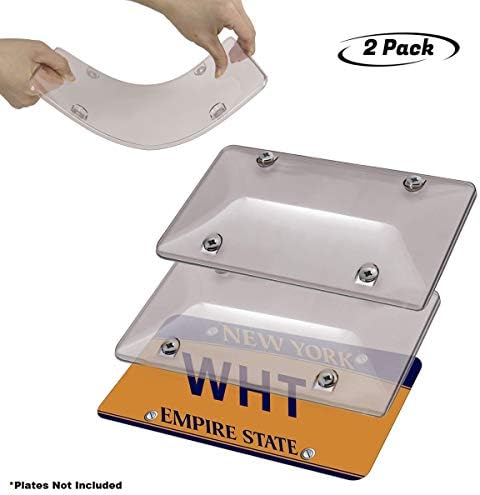 Ronghome 2 Pack Car License Plates Shields Protector with Screws Sets Anti-UV Design License Plate Covers to Fit Any Standard US License Plates