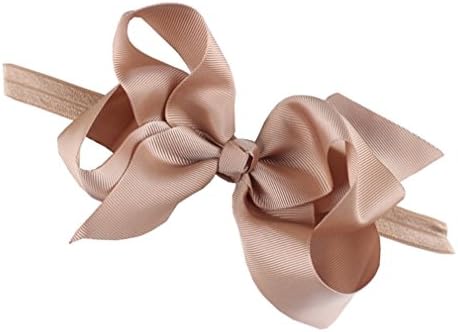 Girls Big Bow Infant Baby Flower Headband Hair Elastic Hair Accessories (Brown)
