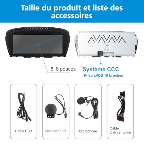 Car Radio for BMW E60 E90 Wireless Carplay Android Auto Screen Linux CCC System for E61/E63/E64/E91/E92/E93(2003-2008) IPS Touch Screen Auto Stereo