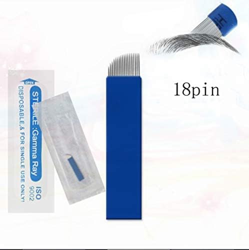 50Pcs Professional Permanent Makeup Manual Eyebrow Tattoo Needles Blade for Microblading Supplies,Microblading Kits（18pin）