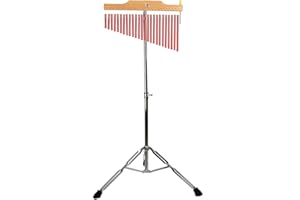 ENNBOM Bar Chimes with Adjustable Stand 25 Note 36 Note Single-row Wind Chime Musical Percussion Instrument (25 Note, Frosted red)