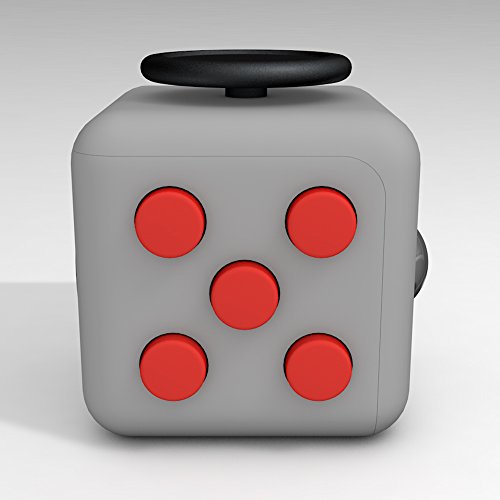 D-JOY Cube Fidget Toy Cube Relieves Stress and Anxiety Attention Toy for Work, Class, Home (Gray Red)
