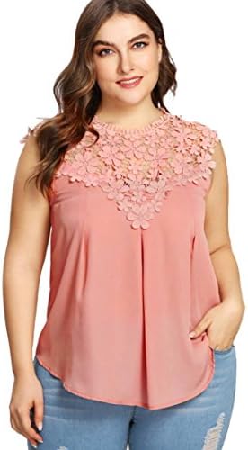 Plus Size Blouse! Women Soft fit Lace Vest Tank Top Shirt Sleeveless Beautyfine